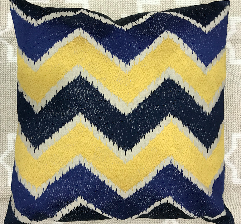Zig zag  yellow blue tone cushion cover 